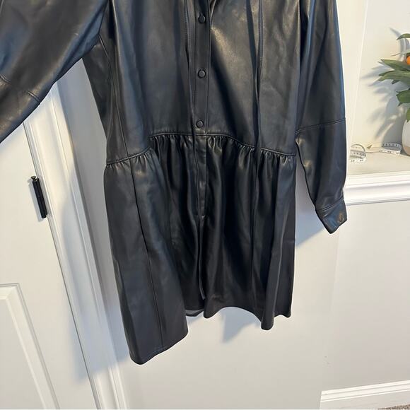 NWT Rebecca Taylor Black Faux Leather Long Sleeve Romper 6 - Picture 9 of 13
